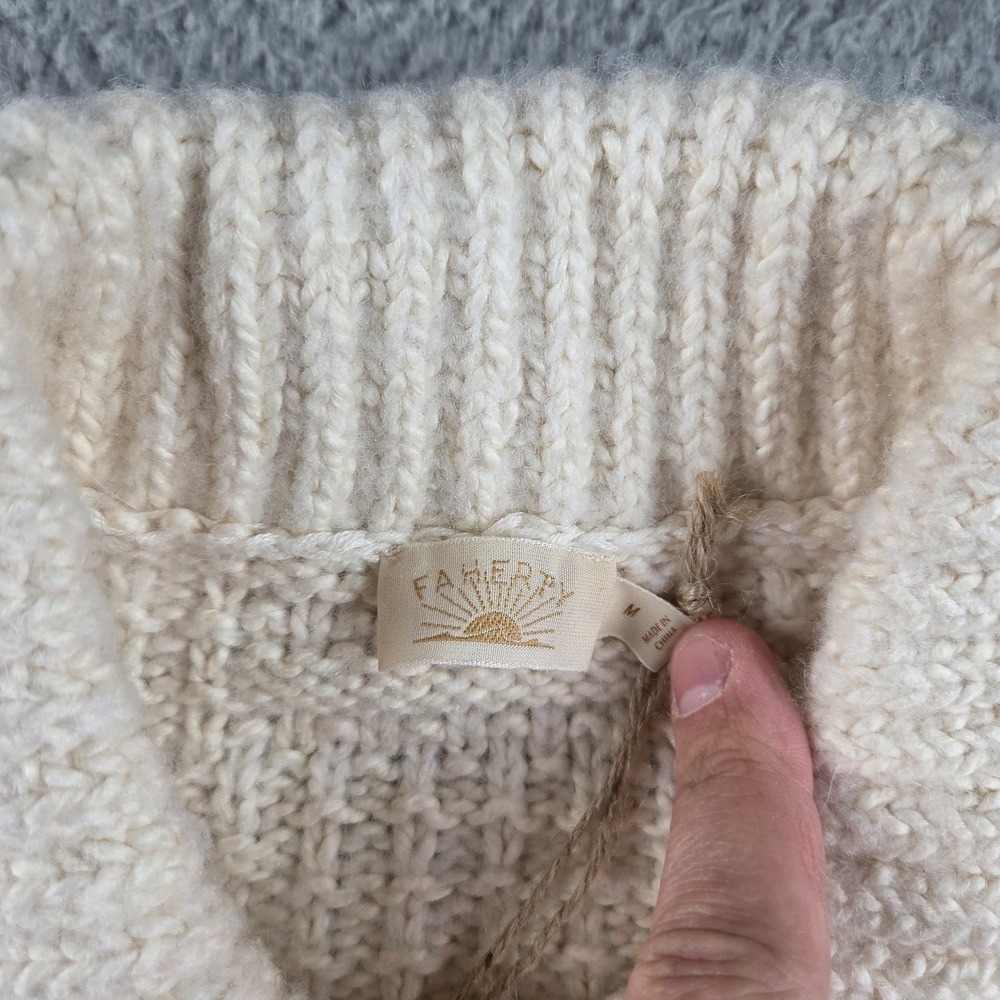 Faherty‎ Heirloom Cotton Outback Cardigan Womens Medium Cream Beige NEW - Picture 4 of 10
